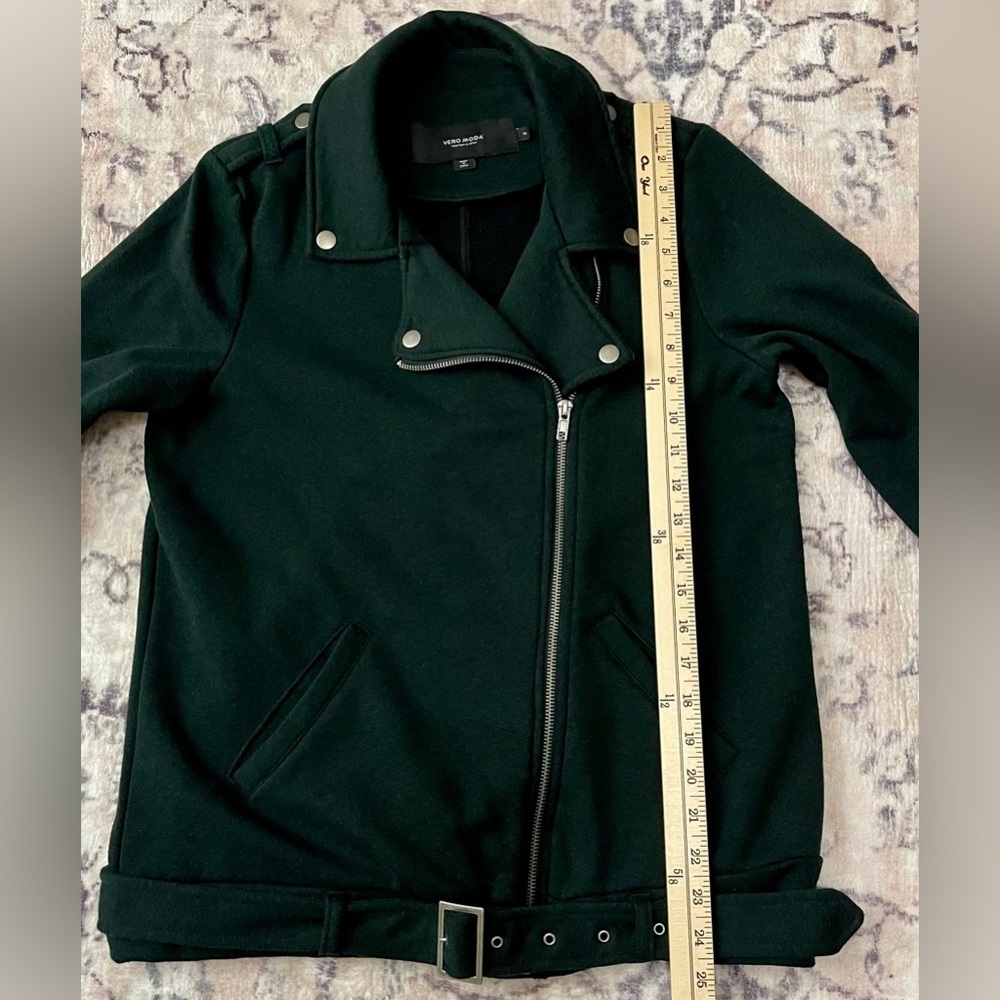 Vero Moda Biker Moto Dark Green Cotton Blend Jacket Size Medium - Picture 7 of 7
